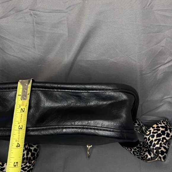 Black Crossbody Bag w/Leopard Print Strap, EUC - Picture 6 of 6